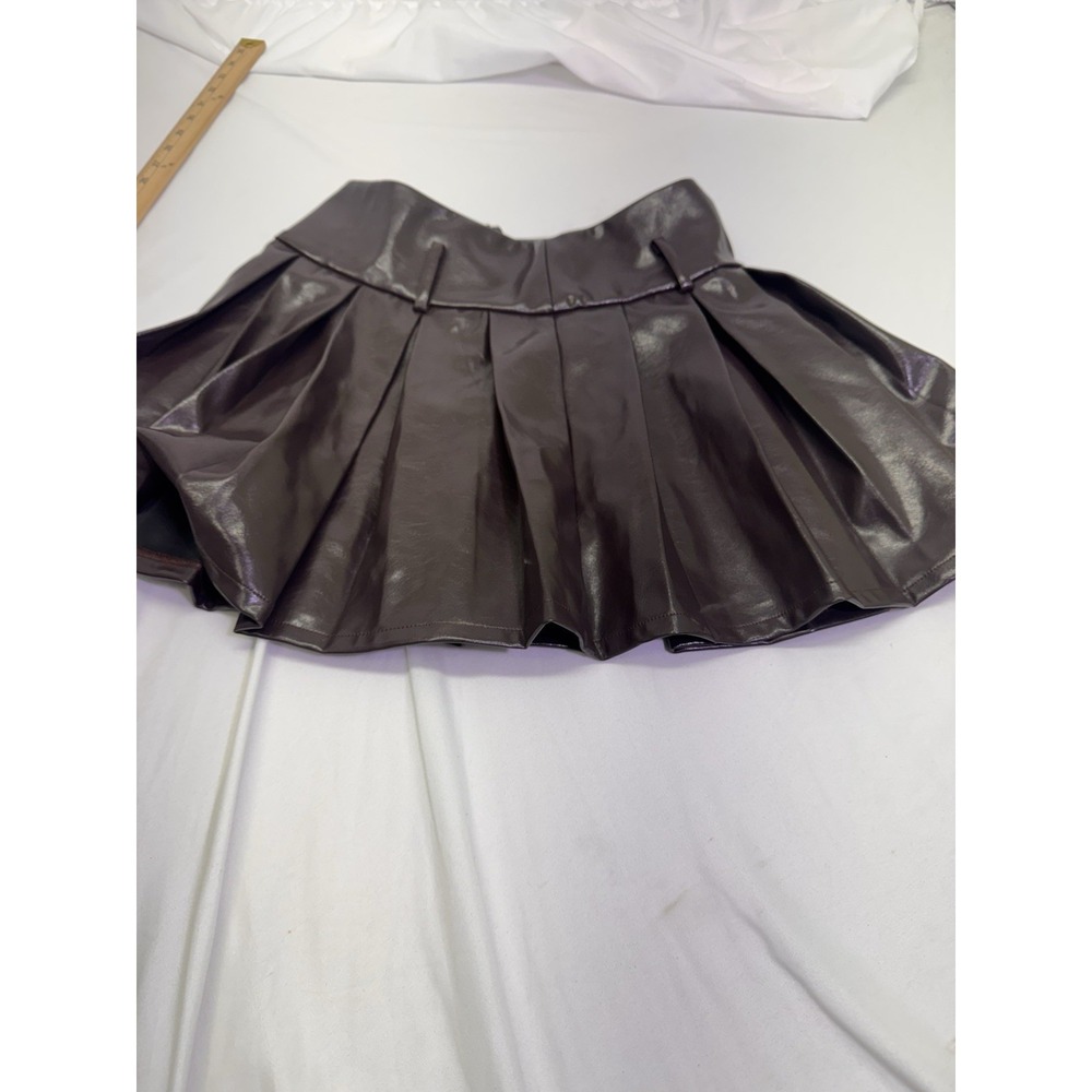 Sincerely Jules Faux Leather Ruffle Mini Skirt Small Brown Skirt Lining Cheerlea